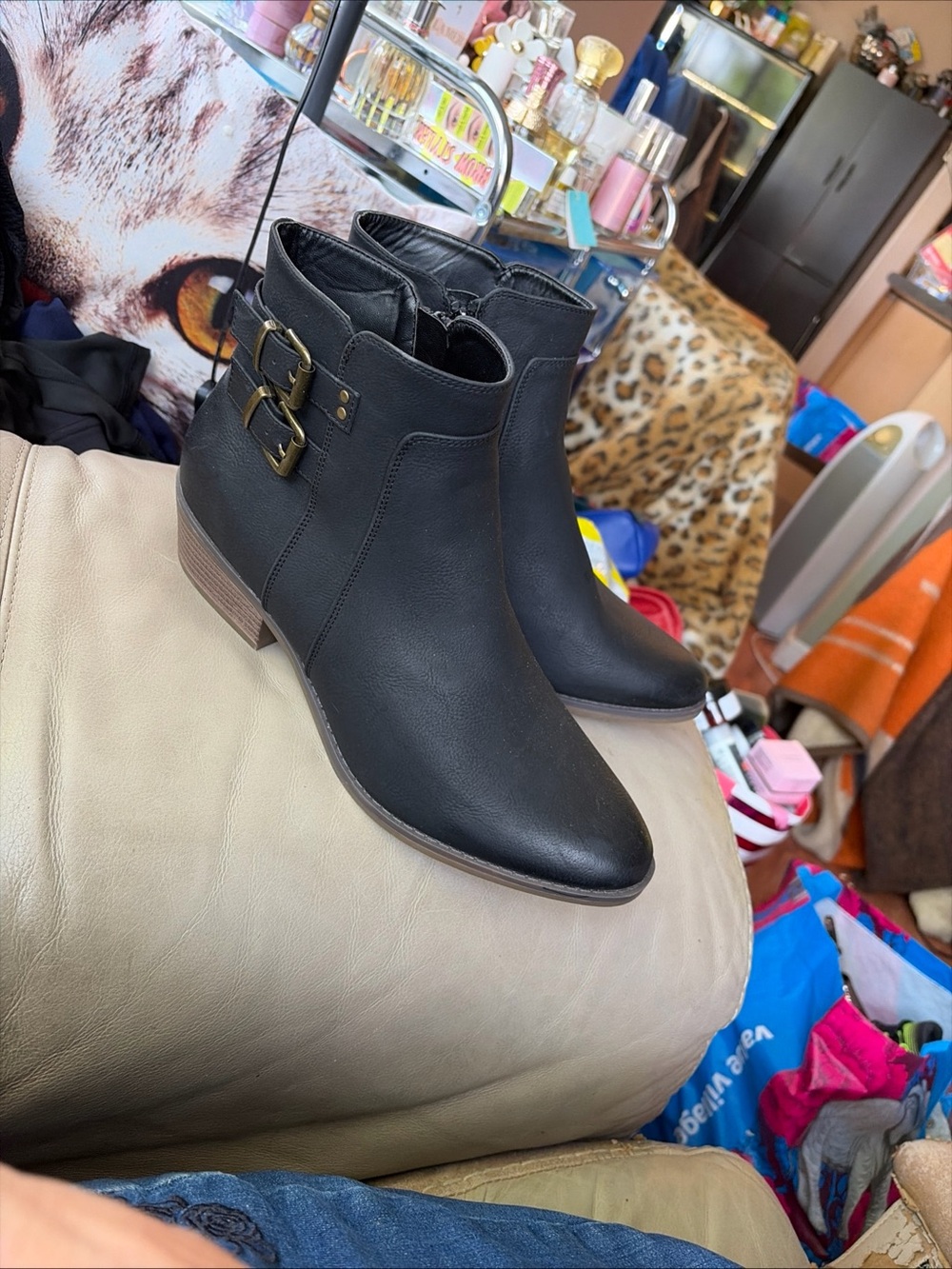 Denver Hayes Classic Black Ankle Boot with Buckle Detail Size 11. New!
